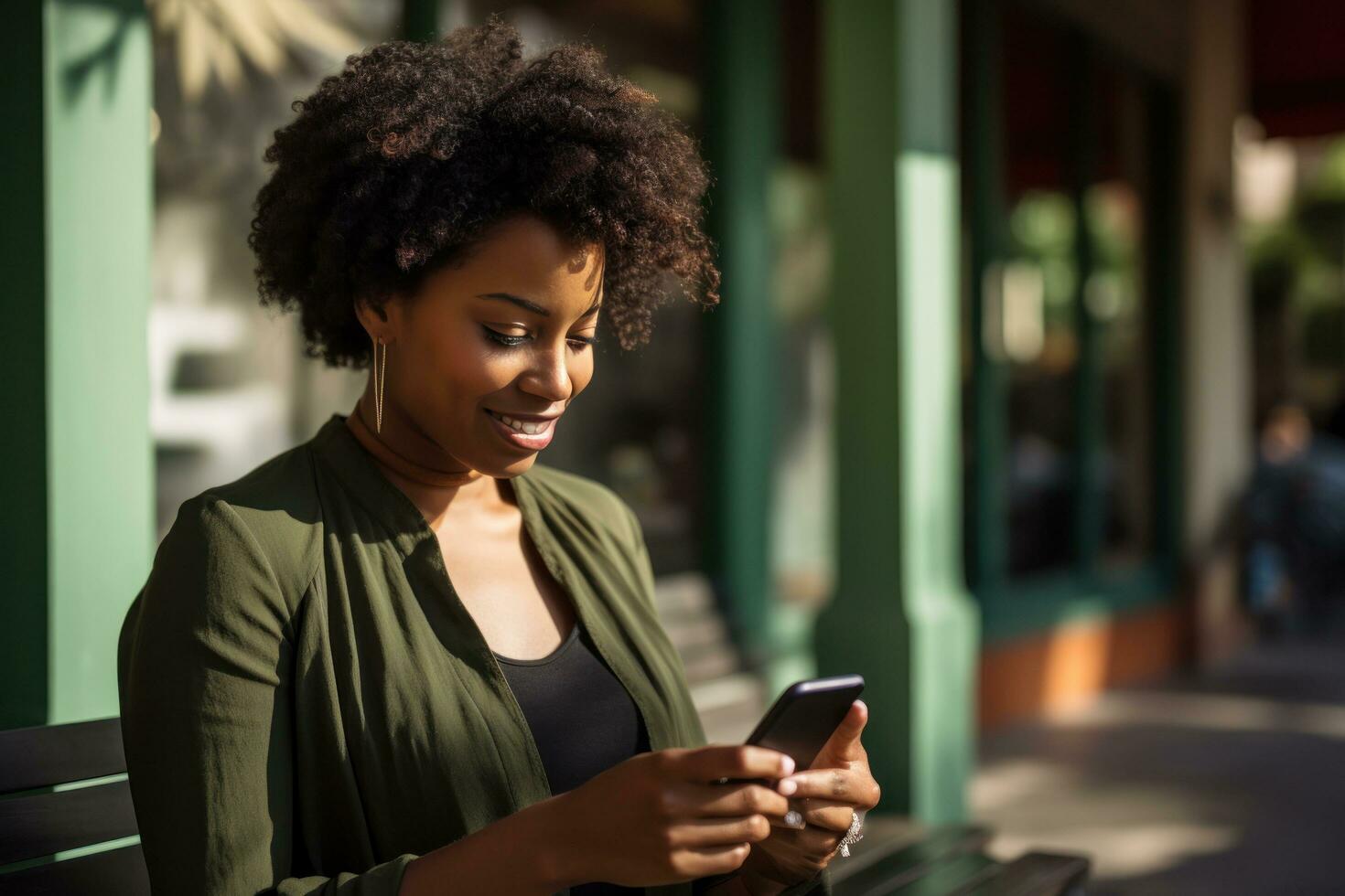 Kenyan woman using phone