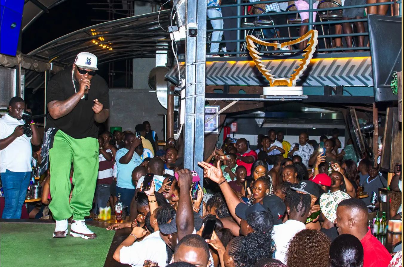 Khaligraph Jones thrills fans with an electrifying performance at Club Zero One in Mombasa.