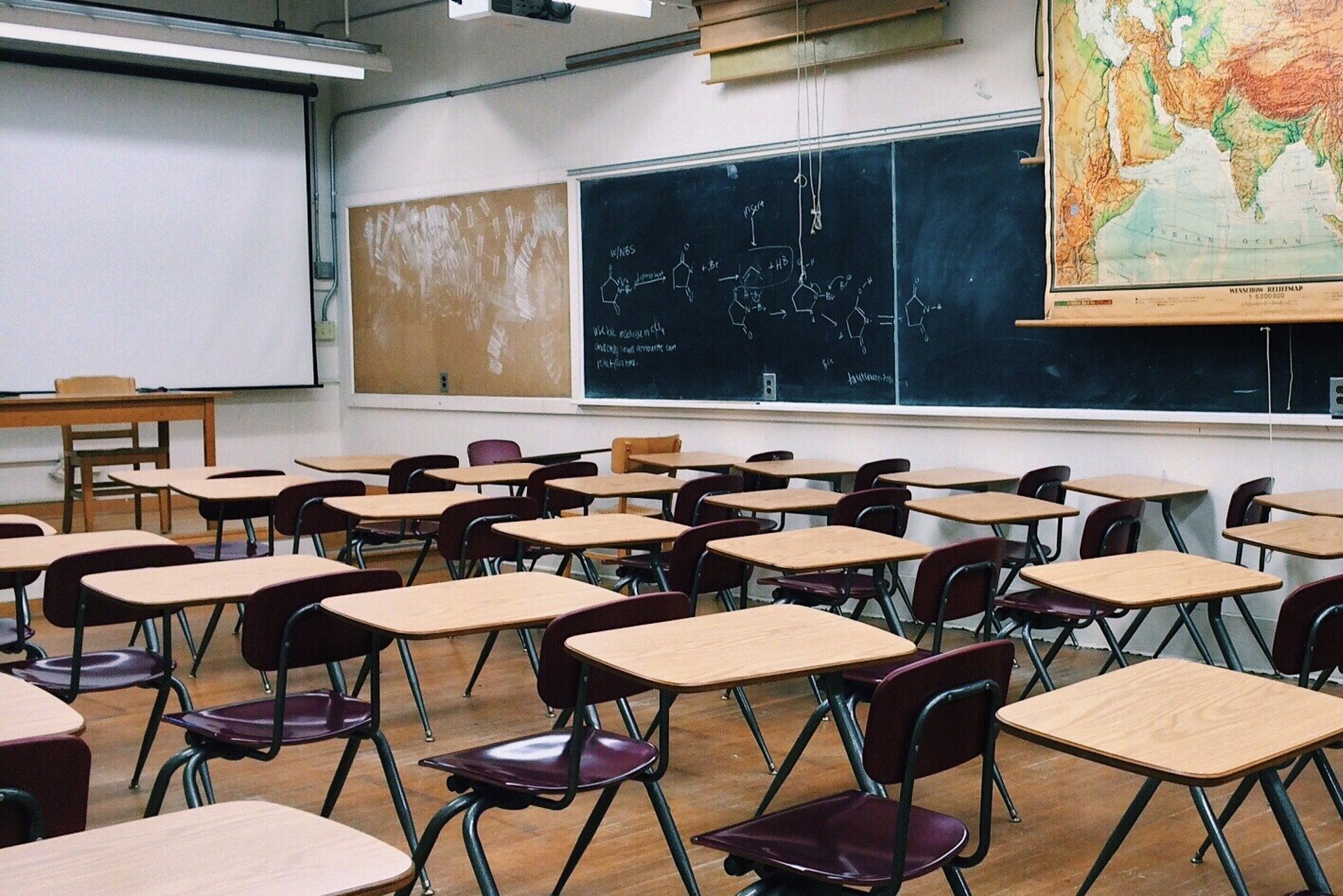 new empty classroom in school