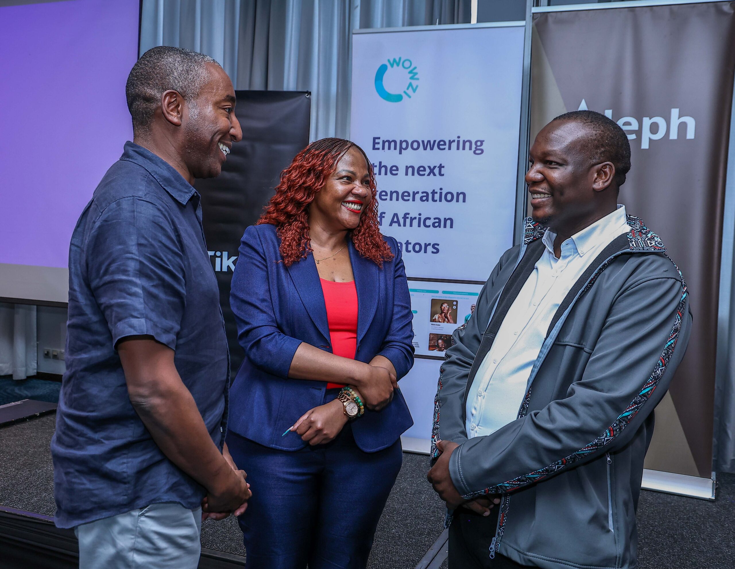 TikTok Head of Sales, Global Business Solutions, Sub-Saharan Africa, Carl Jordan (Left), Client Partner Lead for East Africa, Aleph Holding, Rachel Karanu (Center) and Co-founder and President, Wowzi, Mike Otieno (Right) during the TikTok for Business launch event held in Nairobi, Kenya.