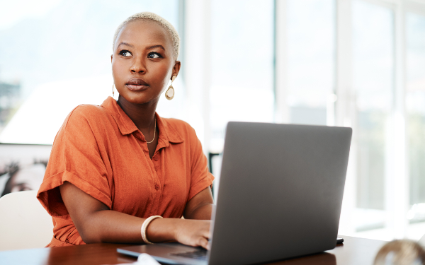 woman at work using Laptop