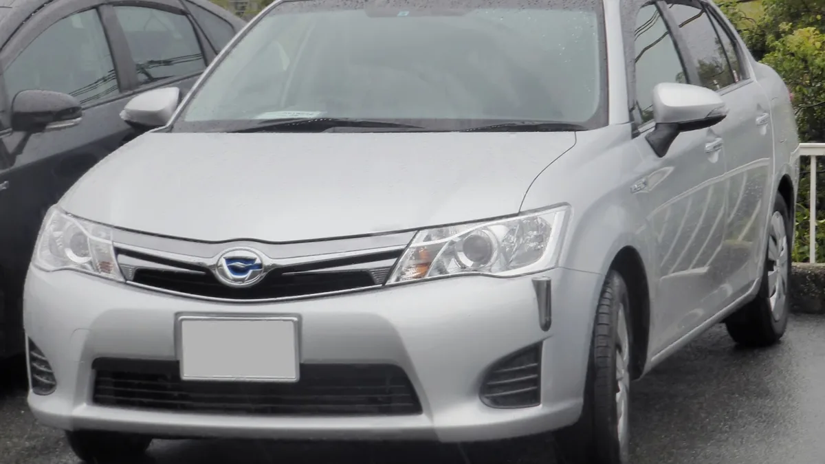 A Toyota Corolla Axio, one of the Japanese used cars commonly imported into Kenya