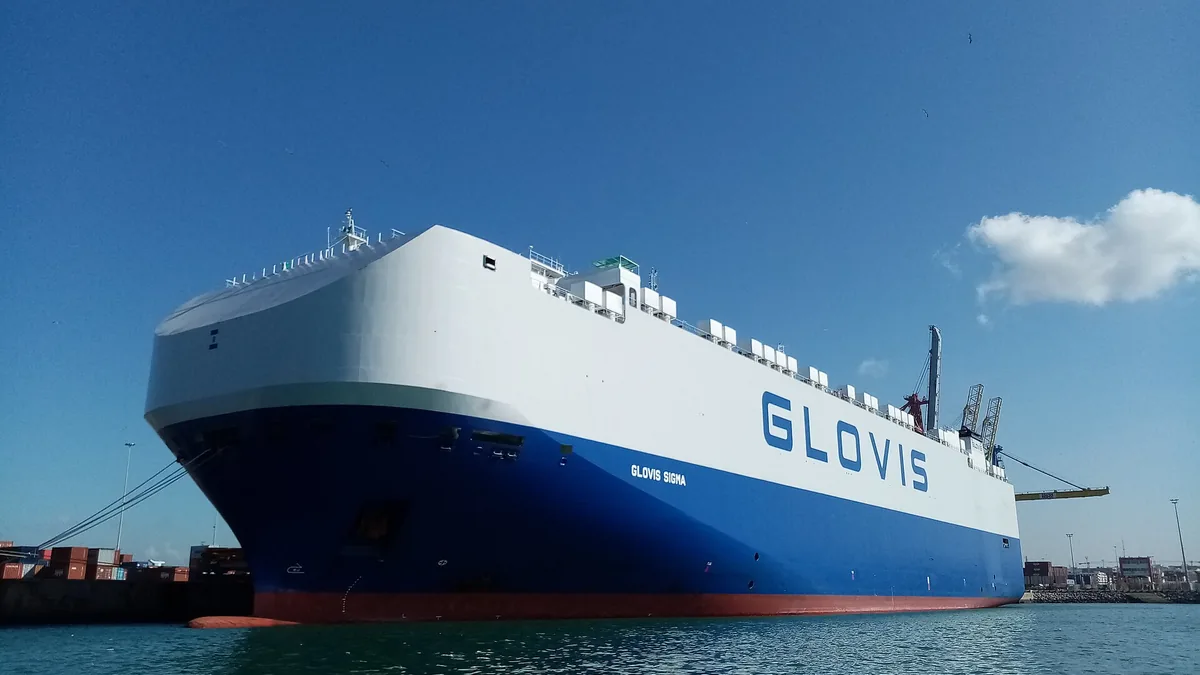 Car carrier ship Glovis Sigma berthed at a port