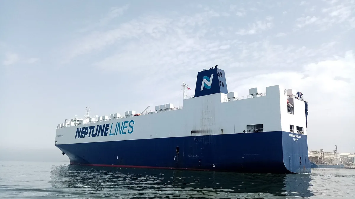 Car carrier ship Neptune Hellas in port