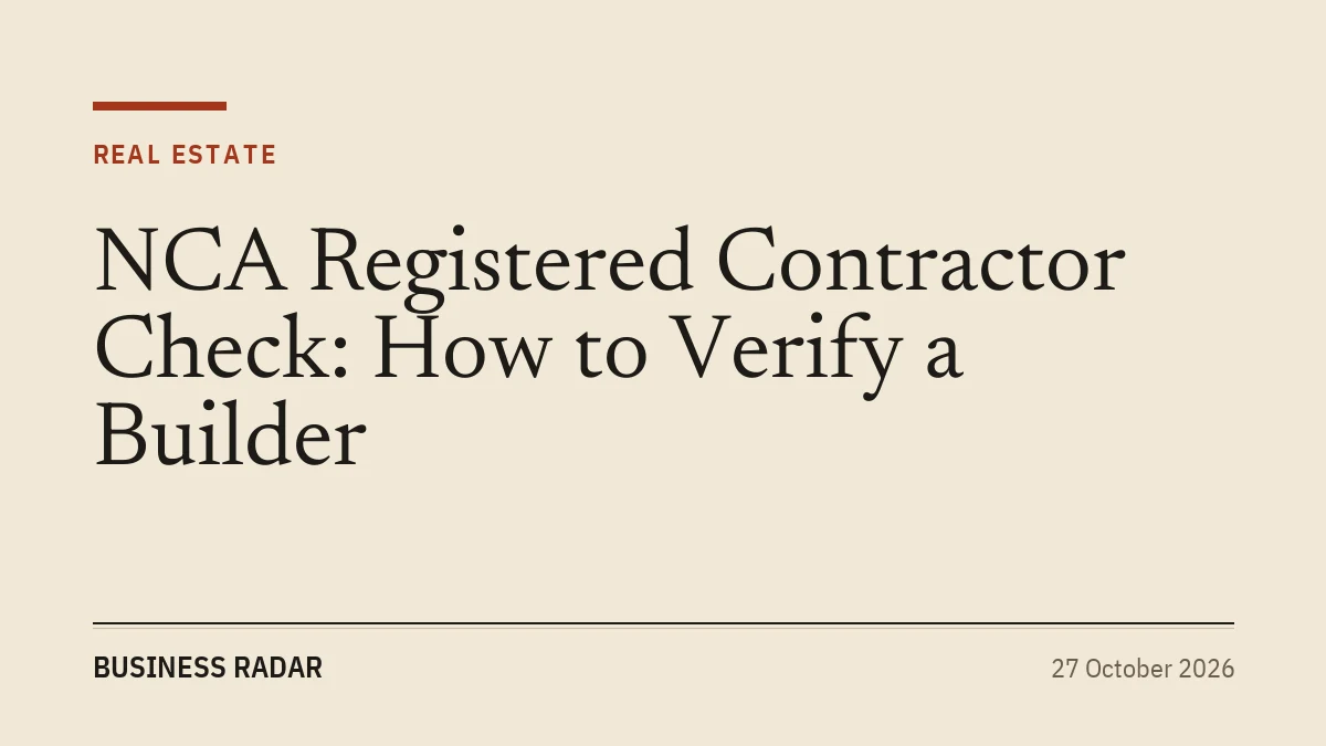 NCA Registered Contractor Check: How to Verify a Builder