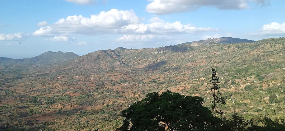 Hills and farmland in Taita Taveta County, Kenya