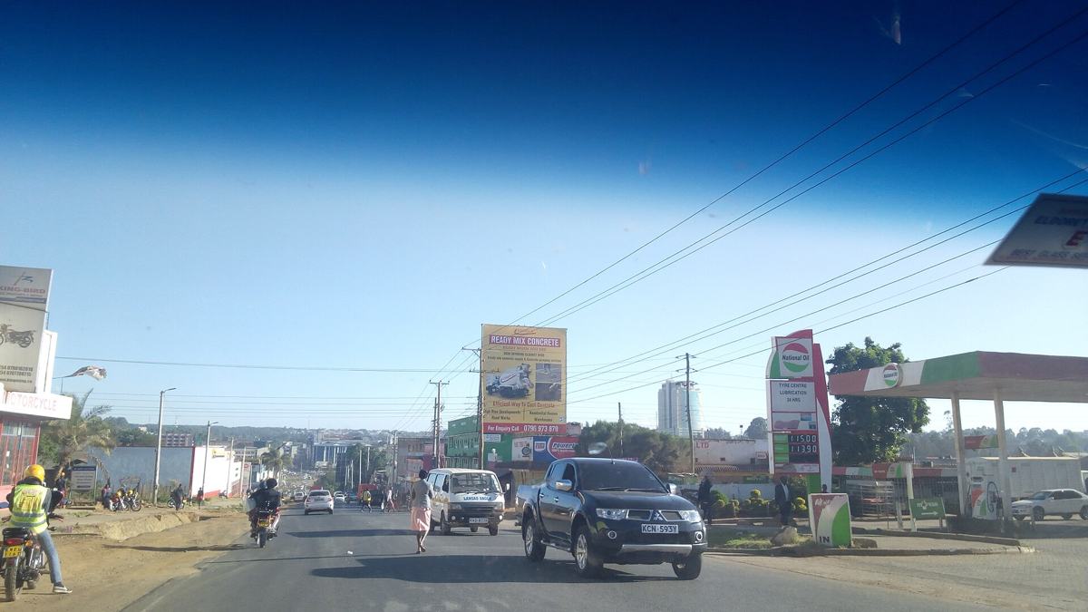 Vehicles on a street leaving Eldoret town, Kenya