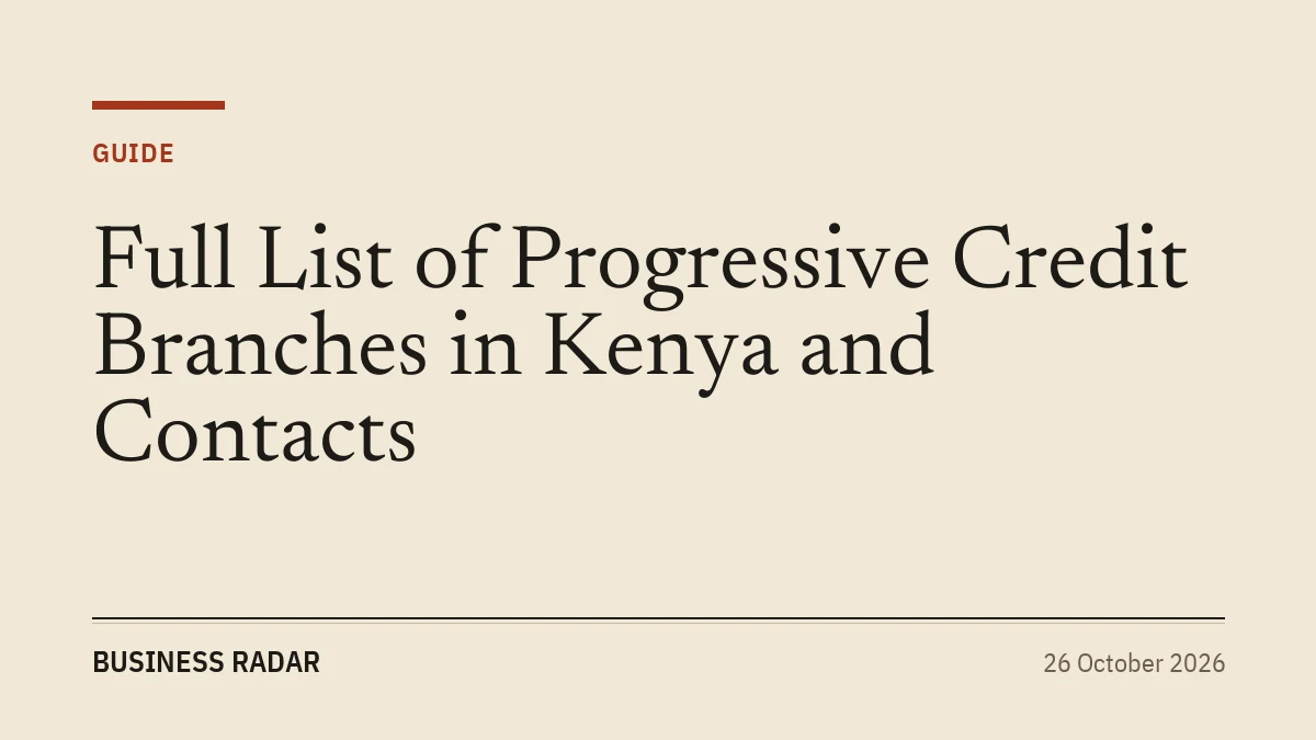 Full List of Progressive Credit Branches in Kenya and Contacts
