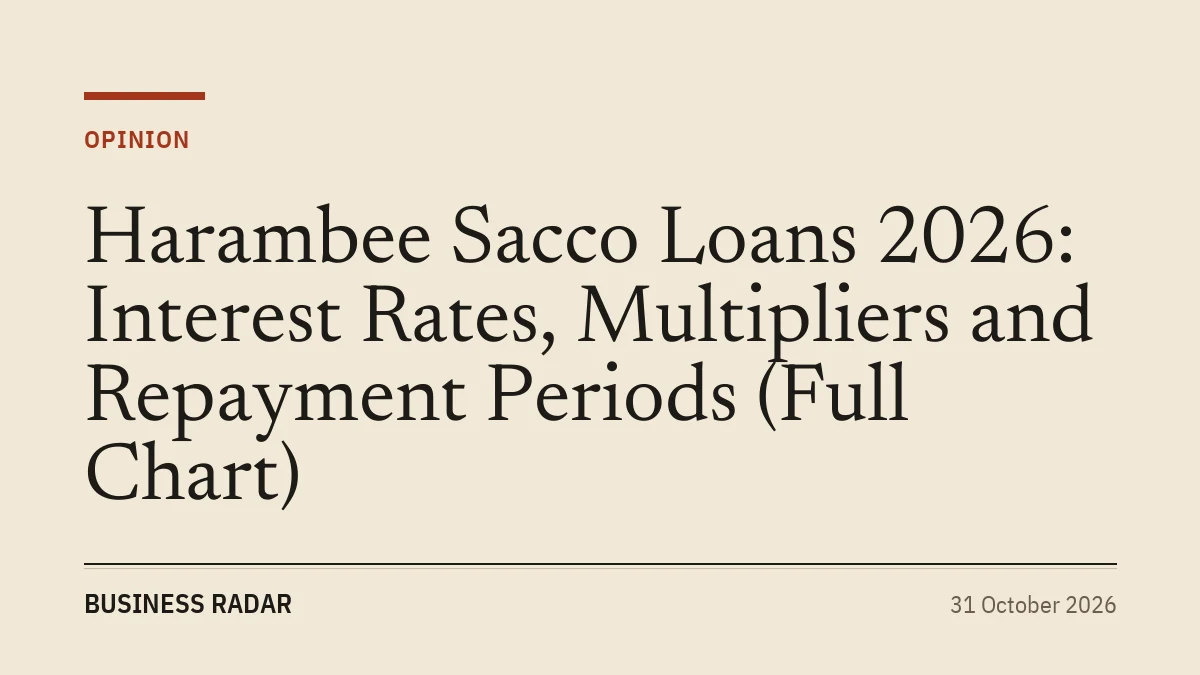 Harambee Sacco Loans 2026: Interest Rates, Multipliers and Repayment Periods (Full Chart)
