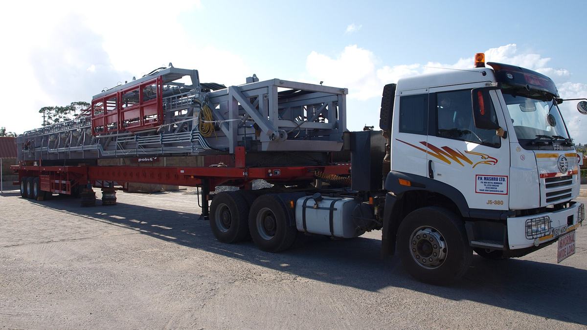 Truck carrying oil drilling rig equipment bound for Lokichar, Turkana County