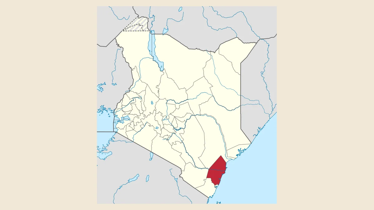 Map of Kenya with Kilifi County highlighted