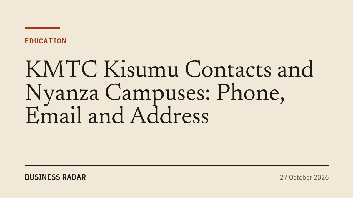 KMTC Kisumu Contacts and Nyanza Campuses: Phone, Email and Address