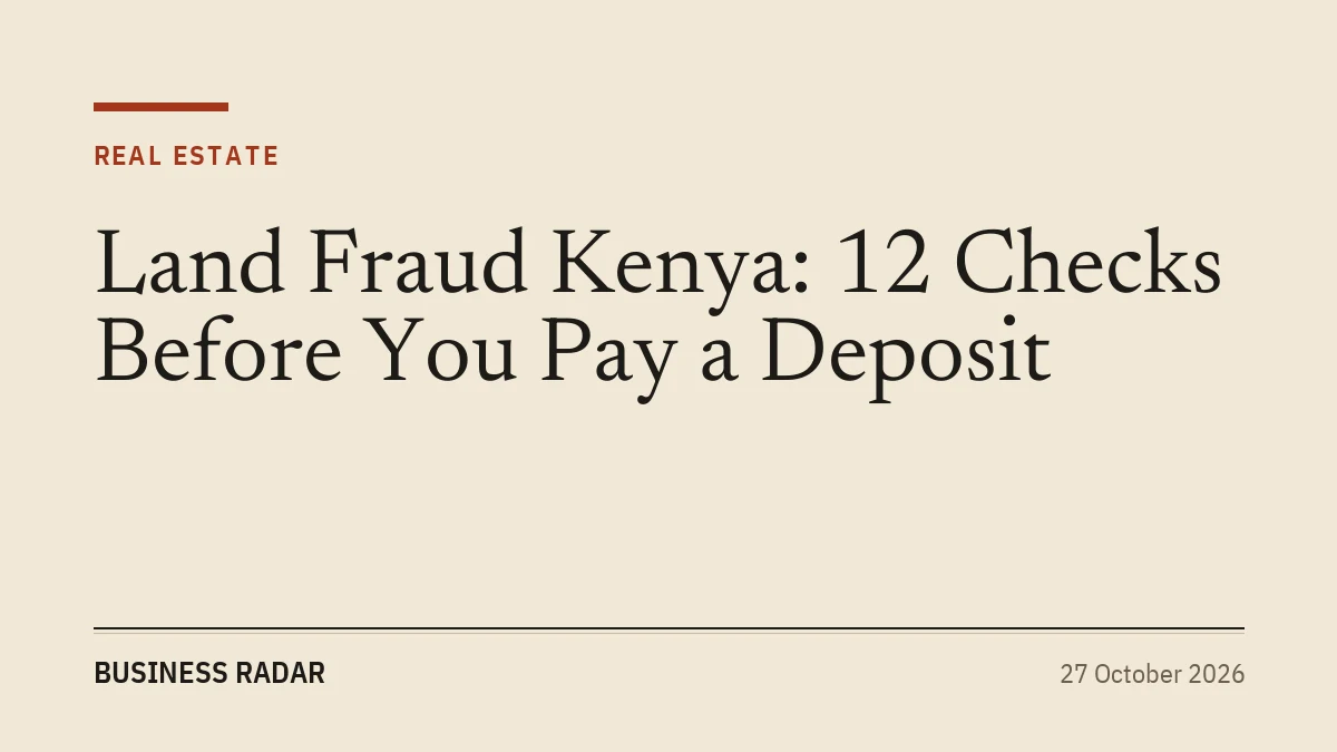 Land Fraud Kenya: 12 Checks Before You Pay a Deposit