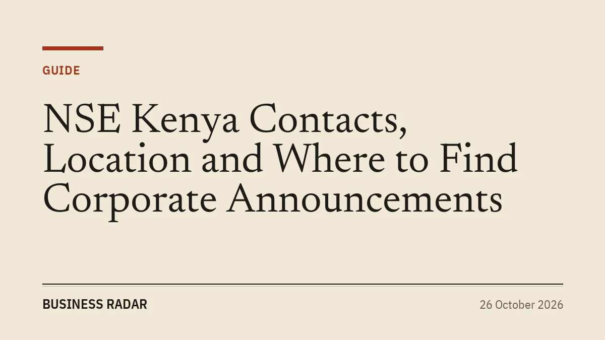 NSE Kenya Contacts, Location and Where to Find Corporate Announcements