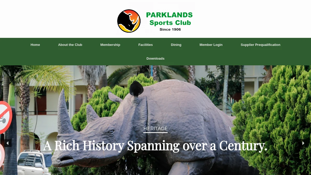 Homepage of the Parklands Sports Club official website, parklandssportsclub.org