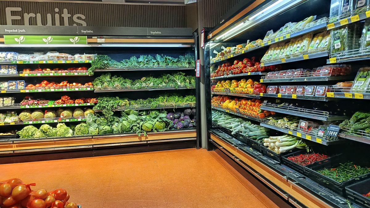 Fresh produce section of a Carrefour supermarket at Westgate Shopping Mall, Nairobi