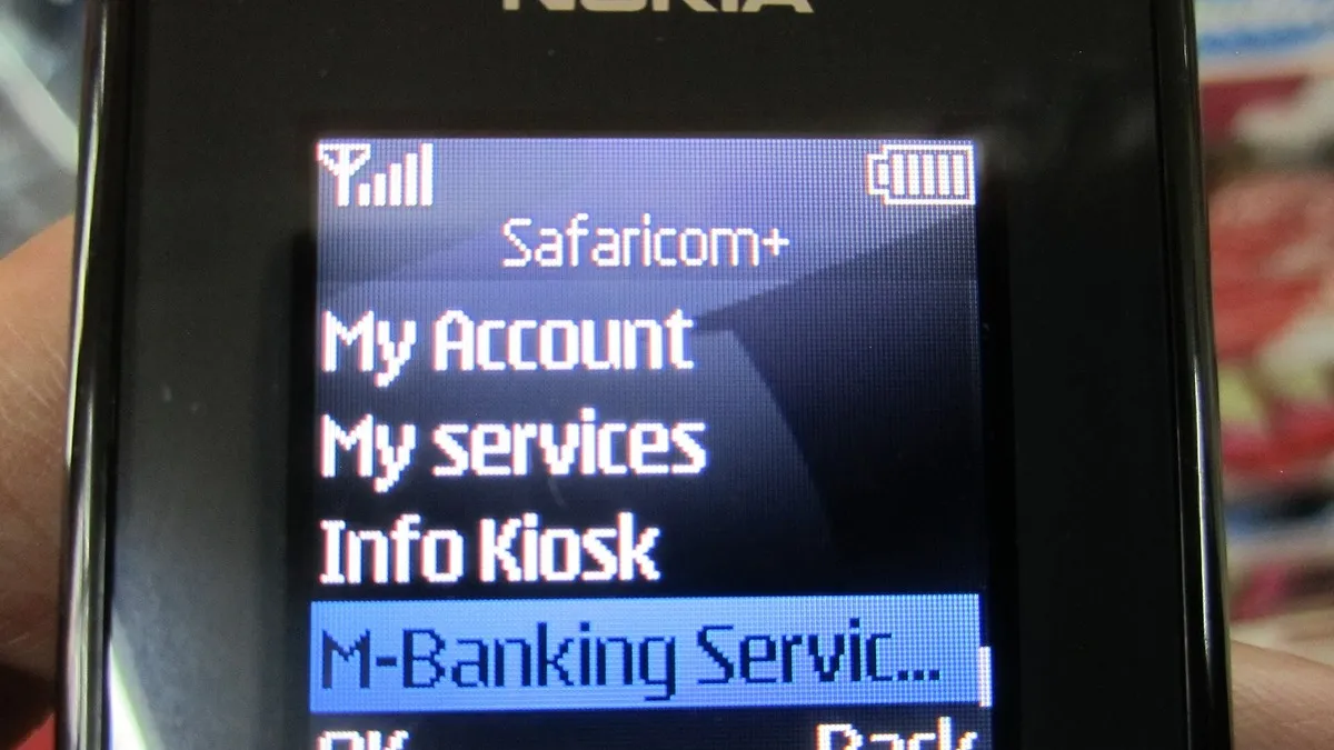 Safaricom menu on a feature phone screen – illustrating safaricom help