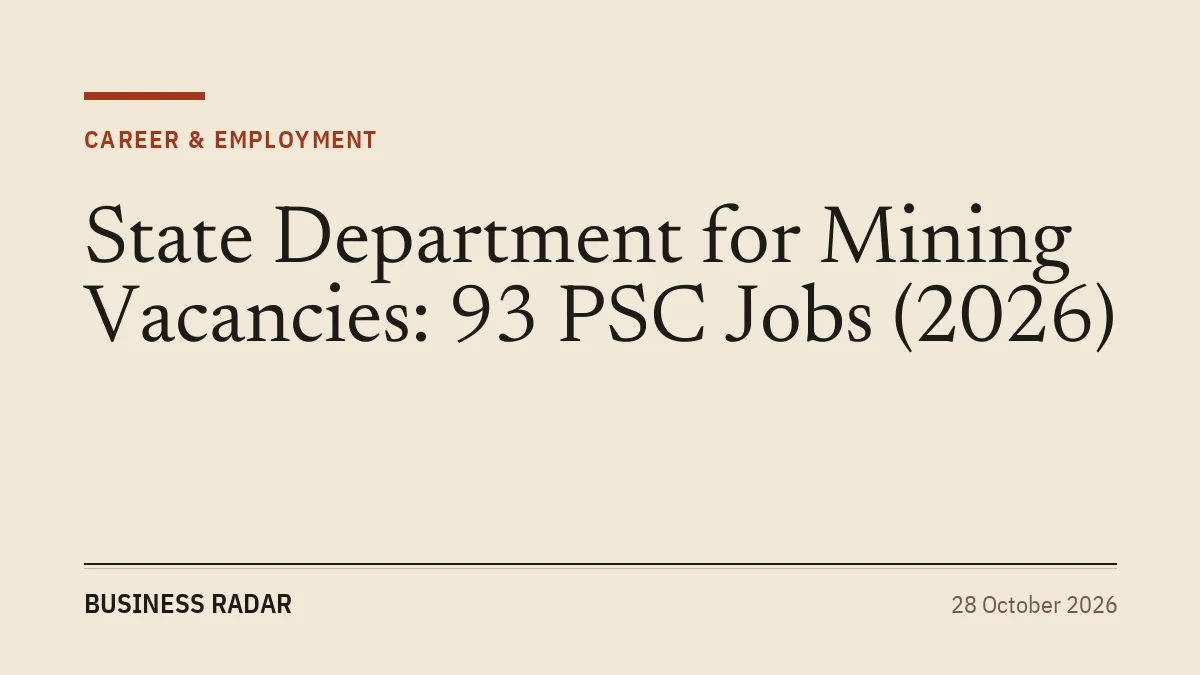 State Department for Mining Vacancies: 93 PSC Jobs (2026)