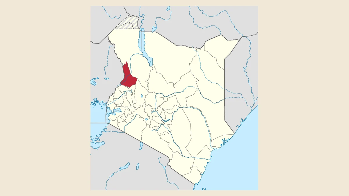 Map of Kenya with West Pokot County highlighted